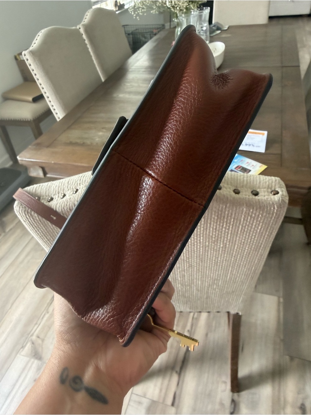 Fossil Saddle Brown Leather Buckle Crossbody - Picture 5 of 10